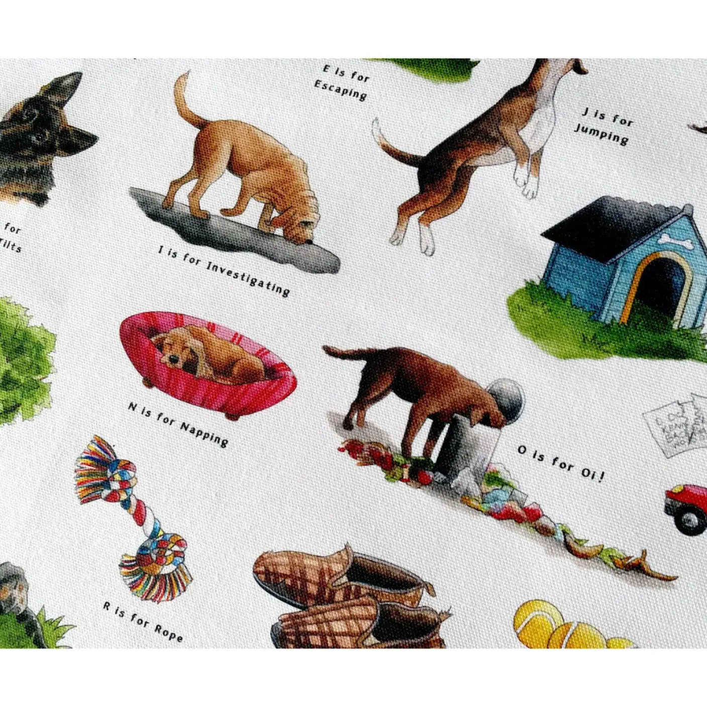 The Dog's Alphabet Tea Towel