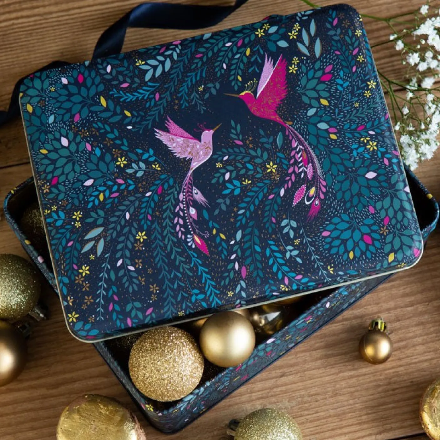 Hummingbird Paradise Deep Rectangular Tin