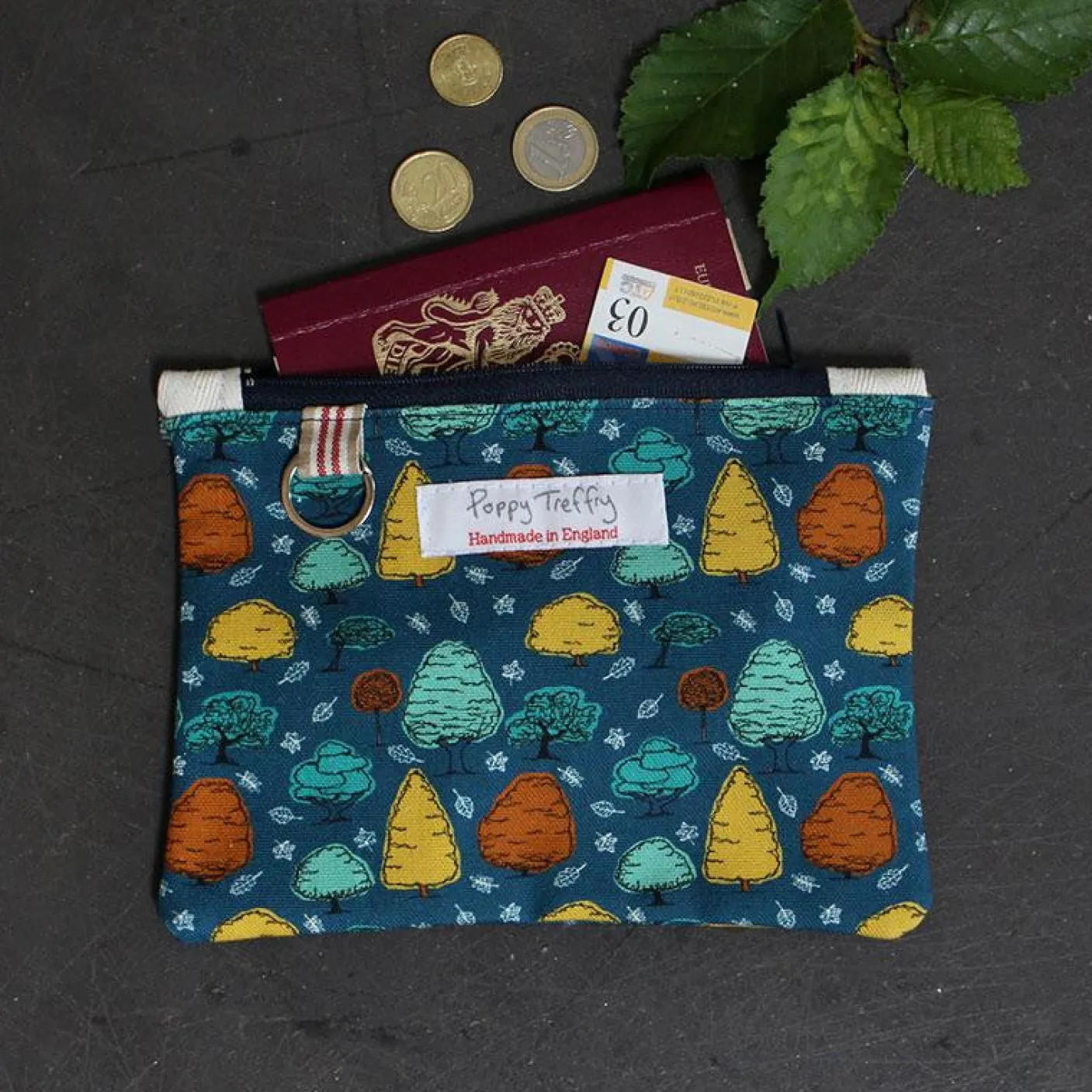 Trees Flat Zip Purse with Keyring