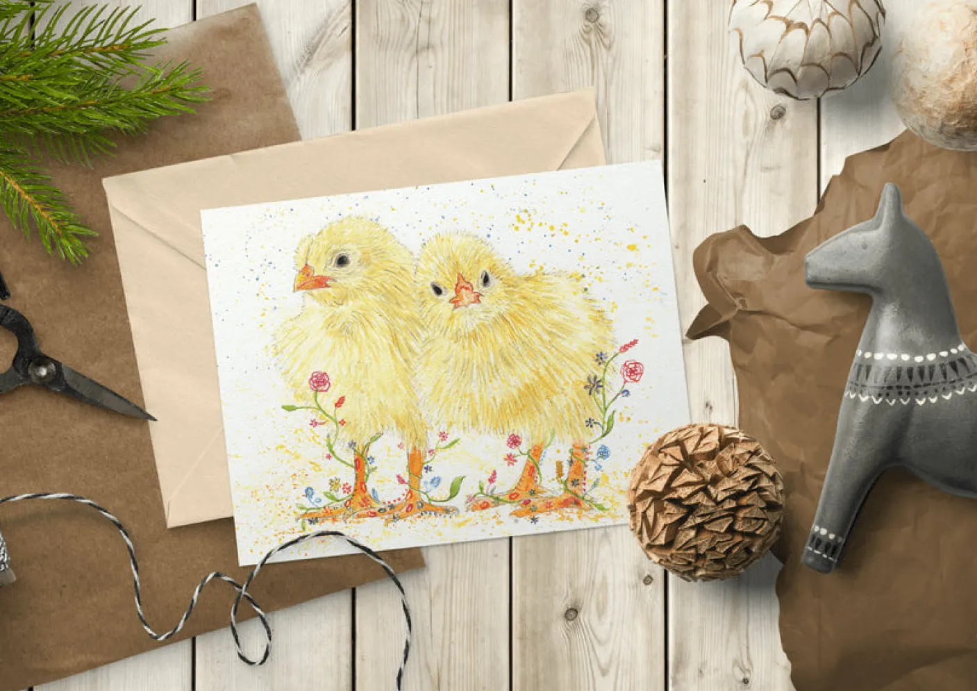 Connie and Clyde the Chicks Blank Greetings Eco Card