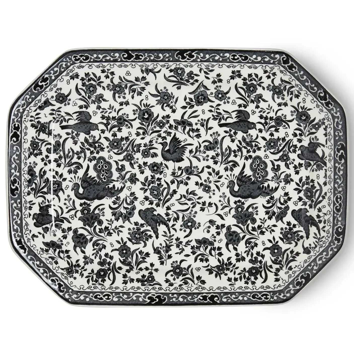 Black Regal Peacock Rectangular Platter