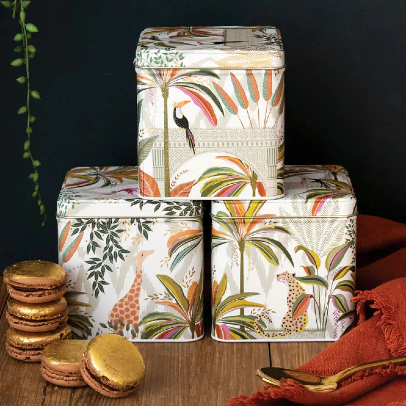 Sara Miller Palm Garden Set of 3 Round Caddies