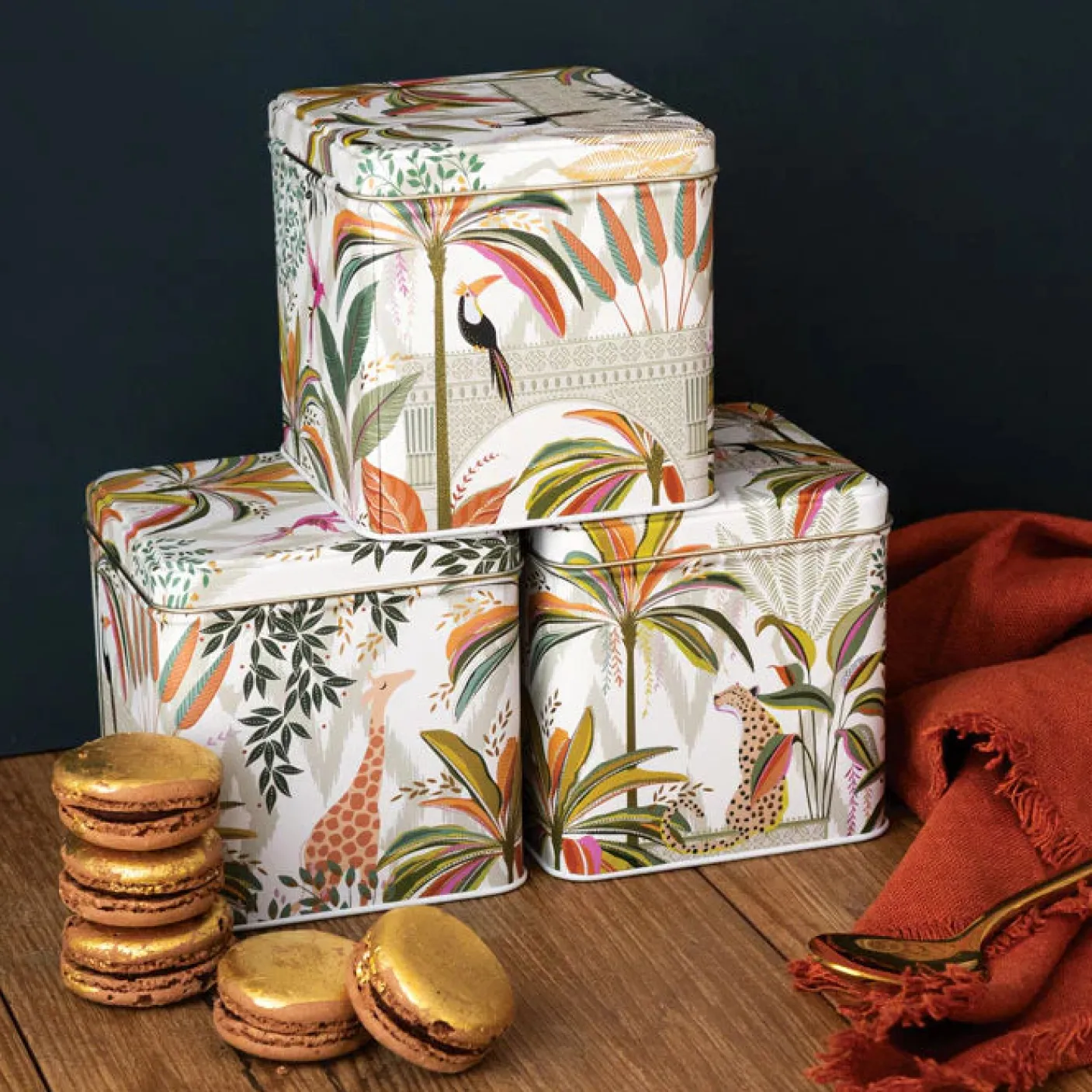 Sara Miller Palm Garden Set of 3 Round Caddies