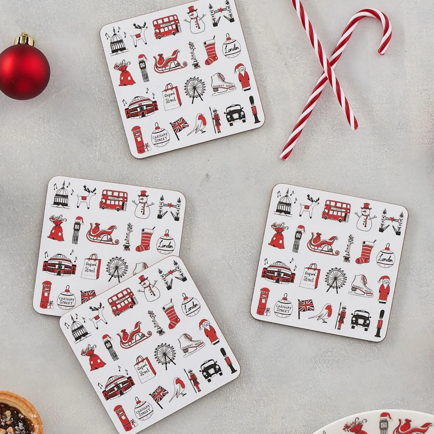 London Christmas Set of 4 Coasters