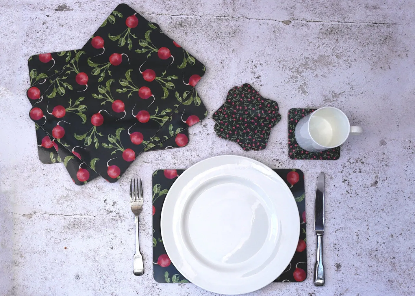 Radish Coaster Set by Corinne Alexander