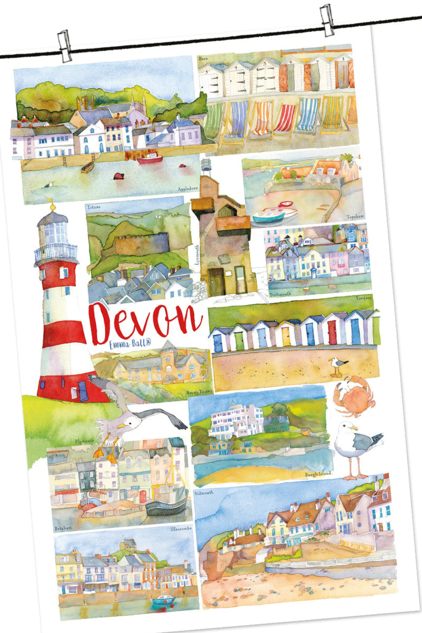 Devon II by Emma Ball Tea Towel