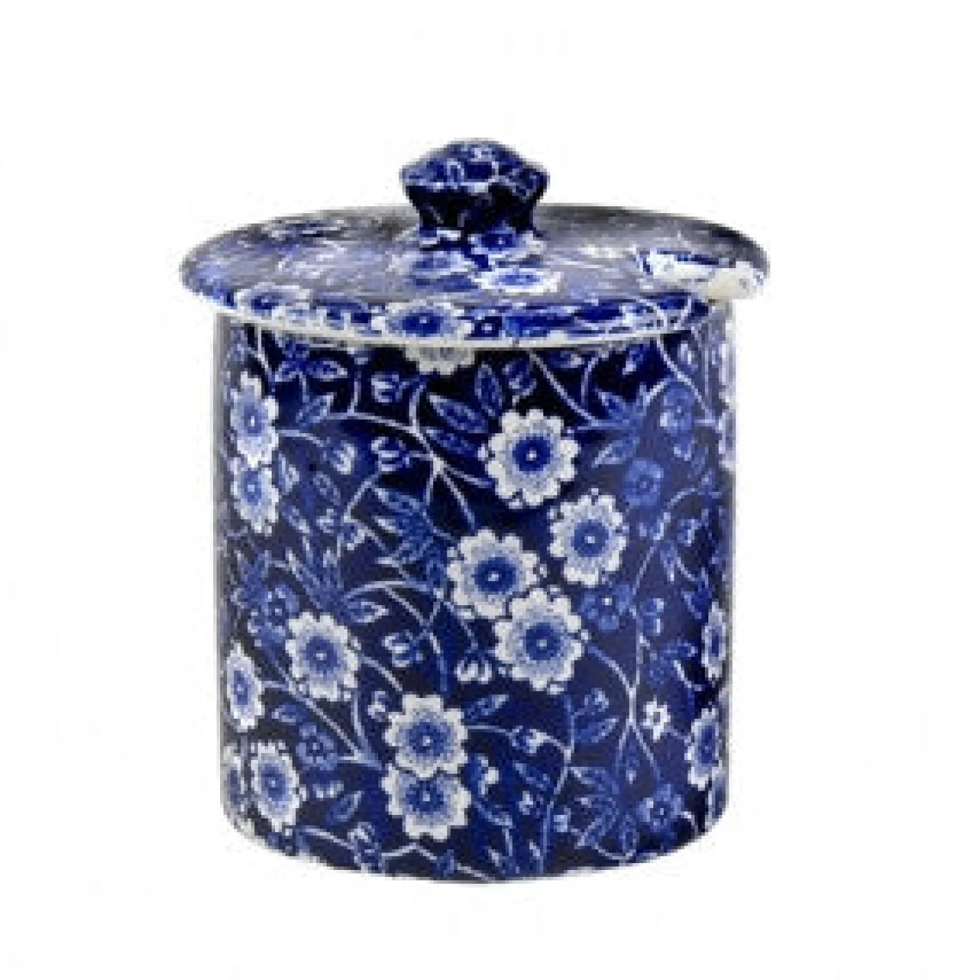Blue Calico Covered Jam/Sugar Pot