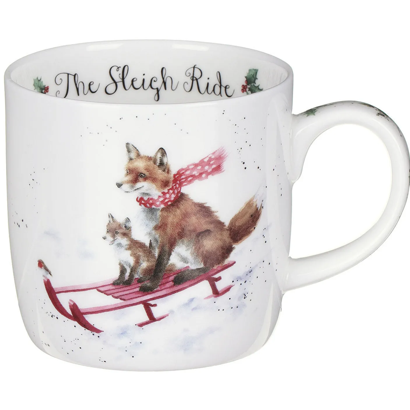 'Sleigh Ride' Foxes Small Bone China Mug (11oz)