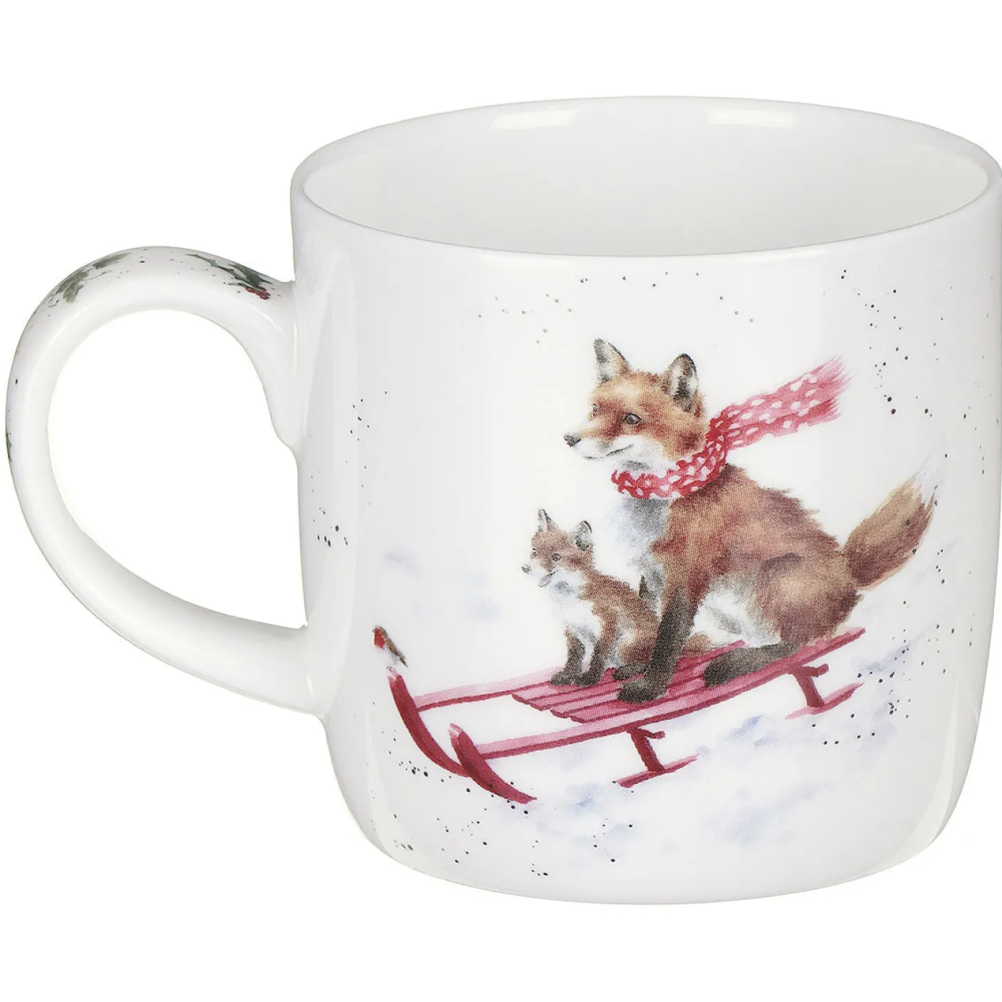'Sleigh Ride' Foxes Small Bone China Mug (11oz)