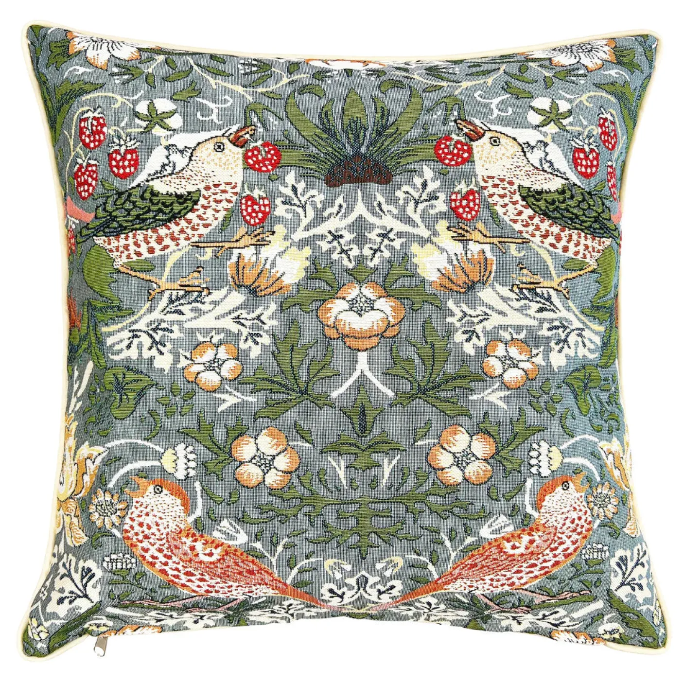 William Morris Strawberry Thief Grey Pillow