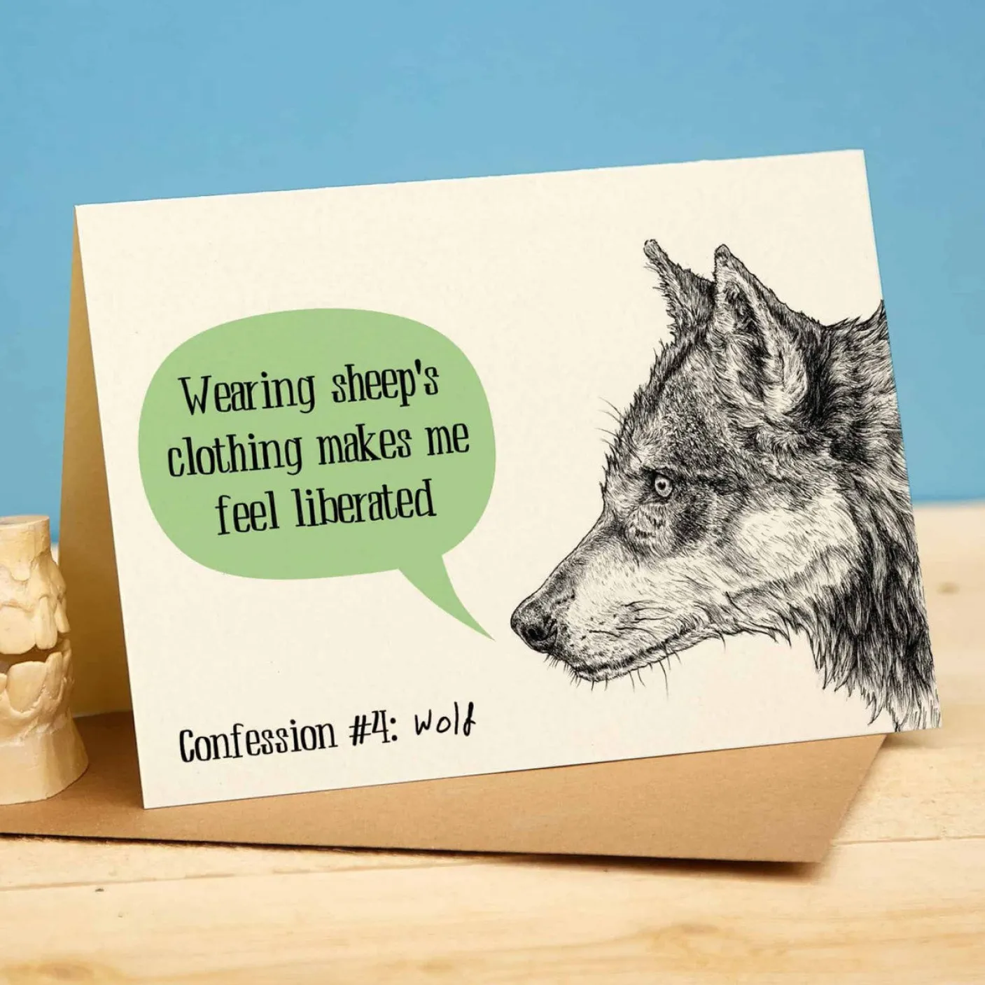 Wolf Creature Confession Greetings Card