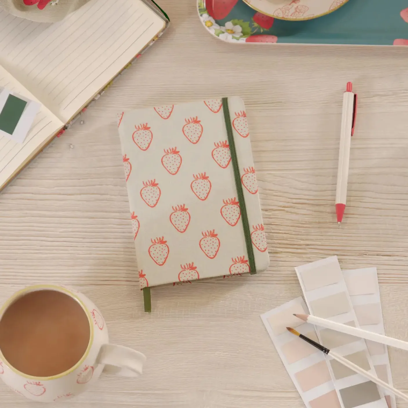 Strawberries B6 Fabric Notebook