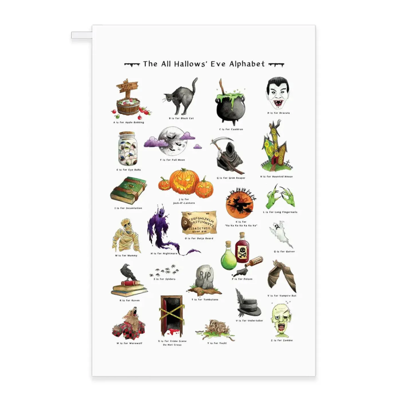 Halloween Alphabet Tea Towel