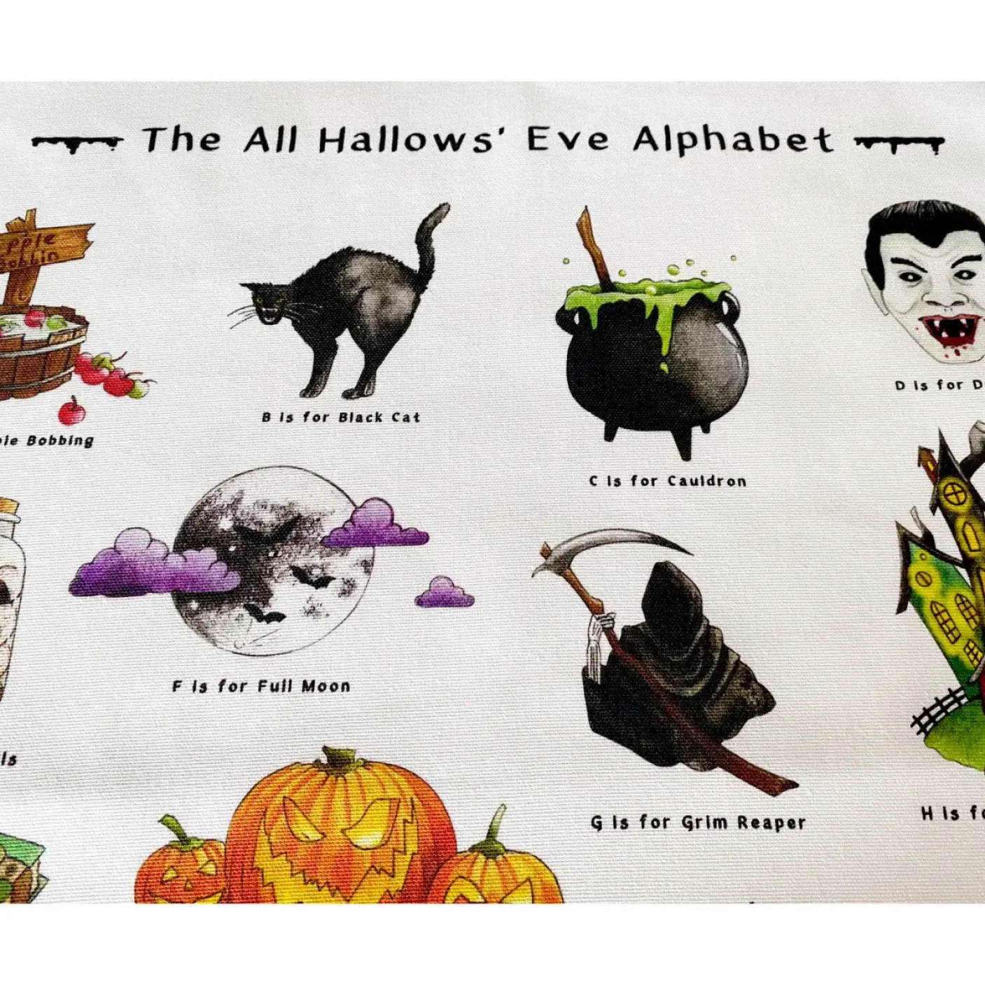 Halloween Alphabet Tea Towel
