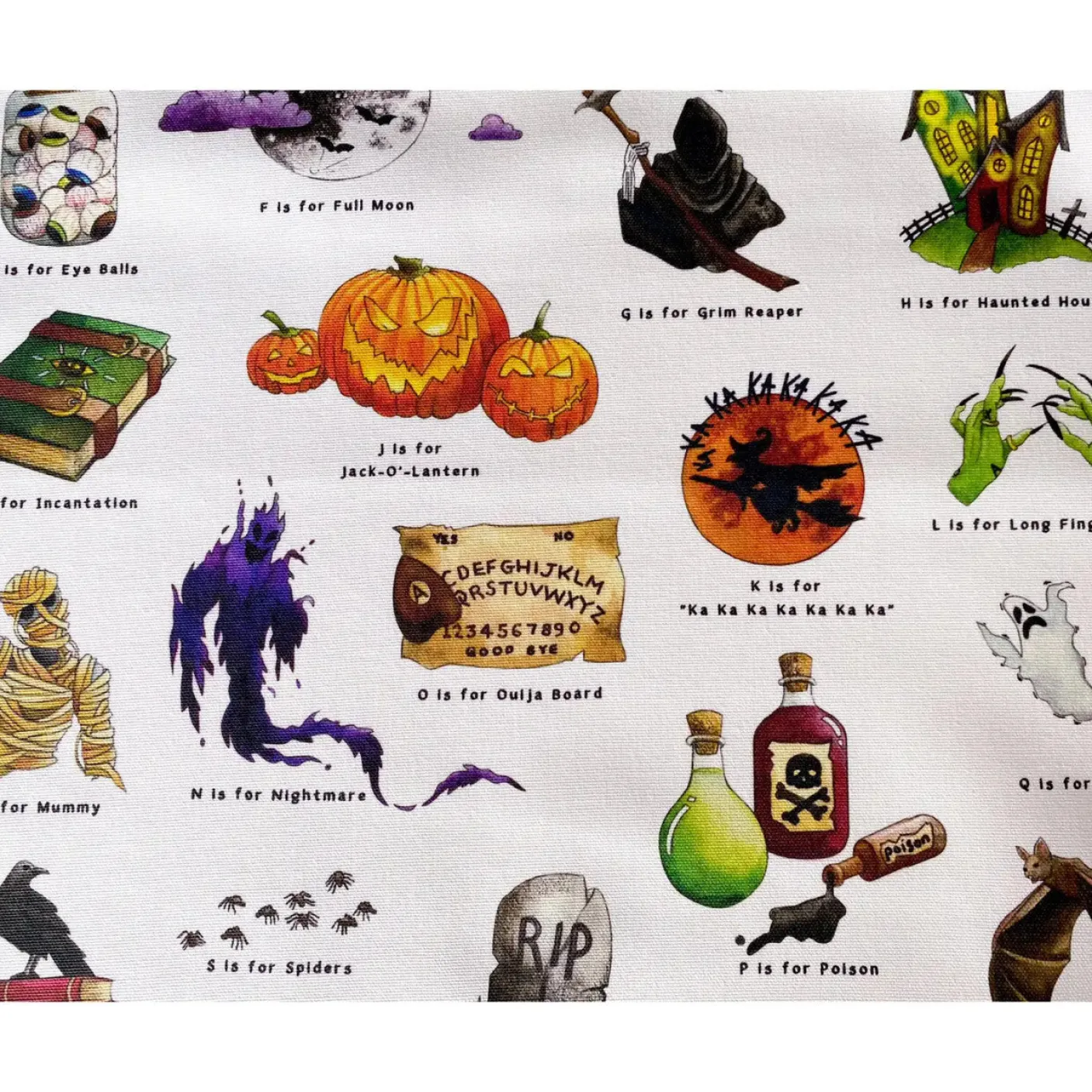 Halloween Alphabet Tea Towel