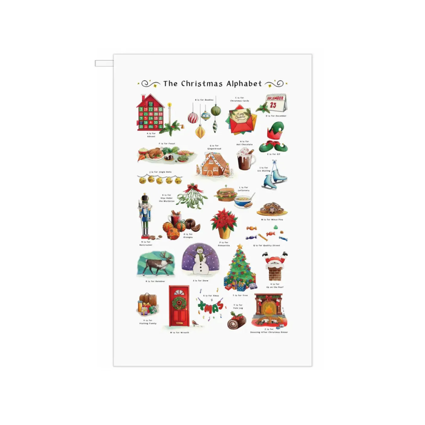 Christmas Alphabet Tea Towel