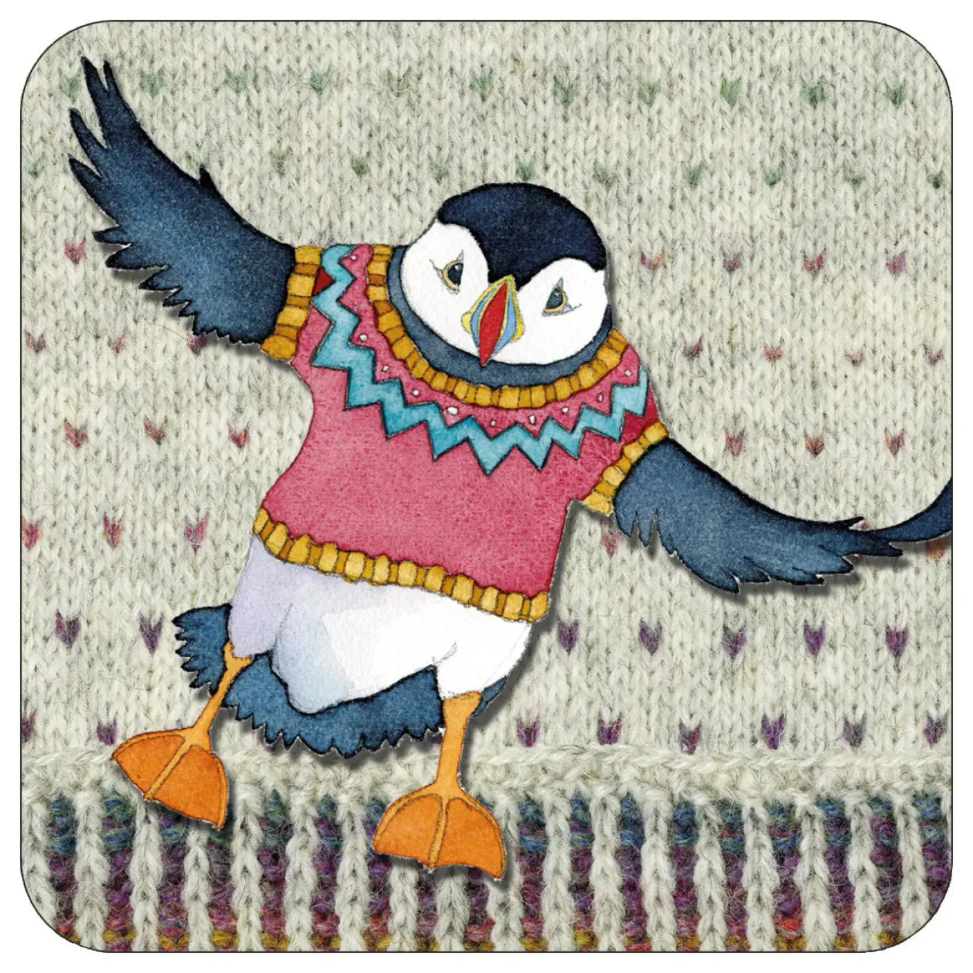 Flying Woolly Puffin Coaster