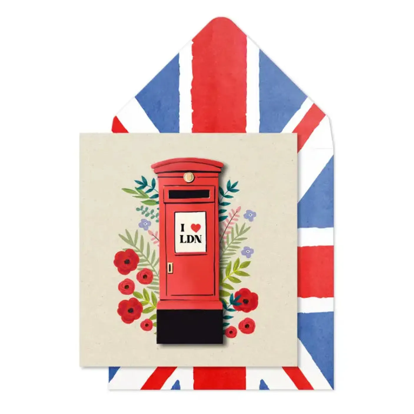 London Postbox Floral Card