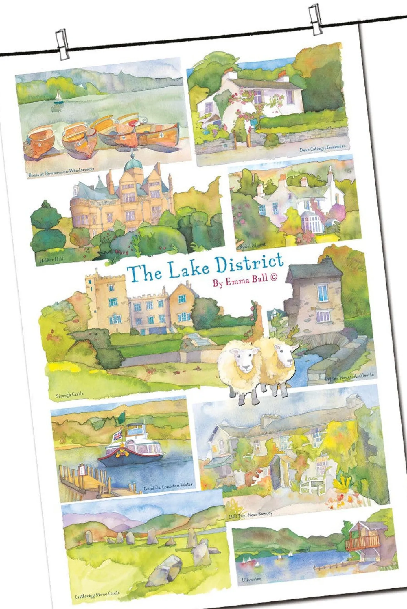 Lake District by Emma Ball Tea Towel