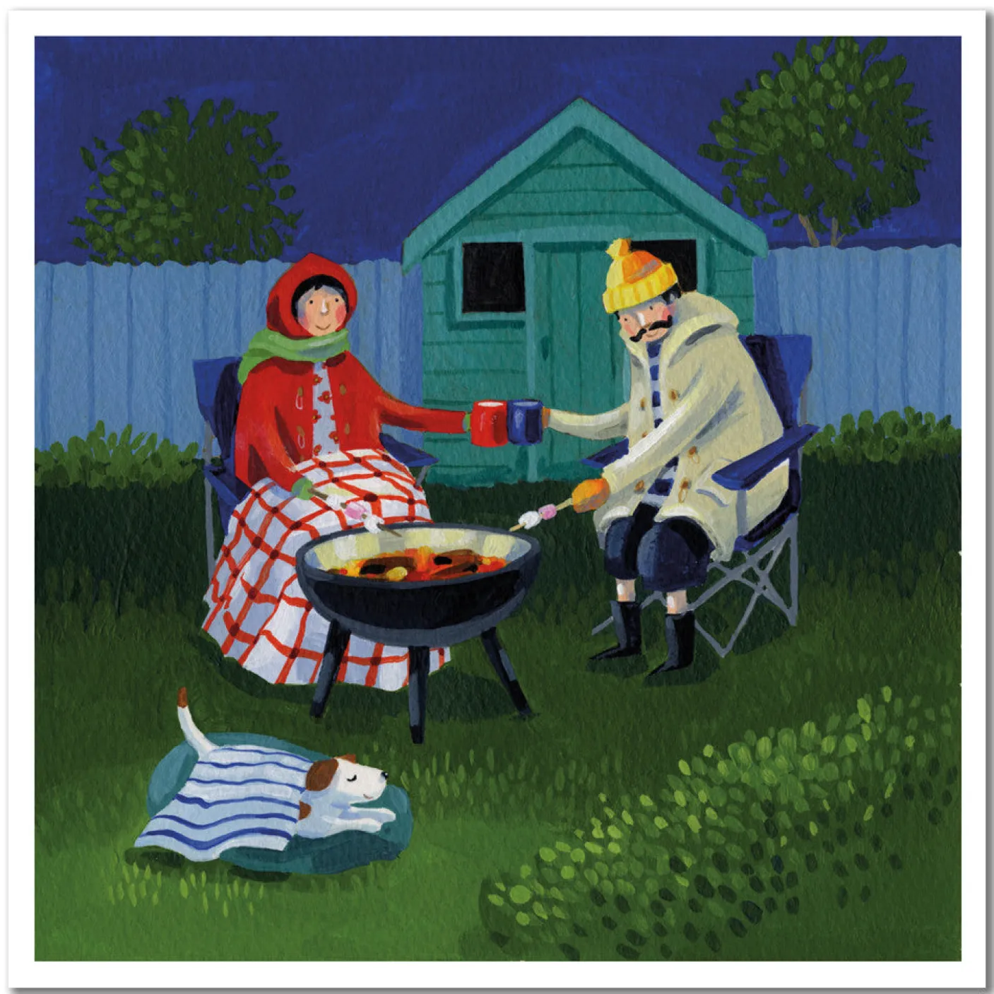 Evening Firepit Greetings Card