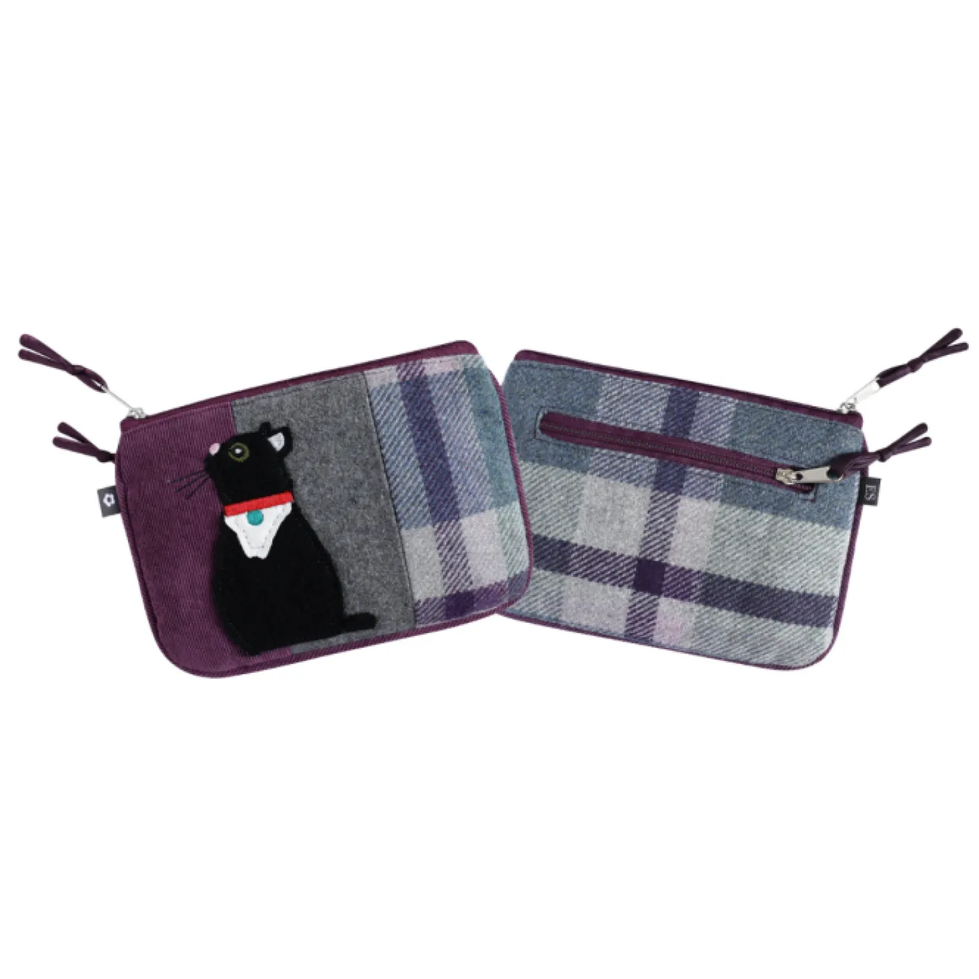 Tweed Applique Cat with Scarf Juliet Purse