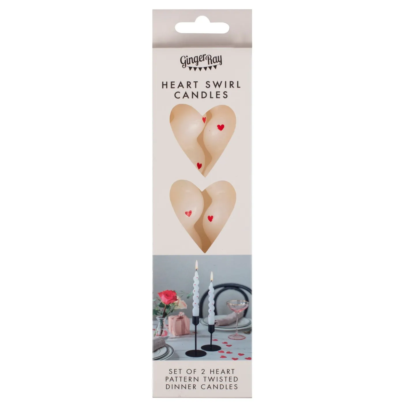 White Heart Pattern Twisted Candles
