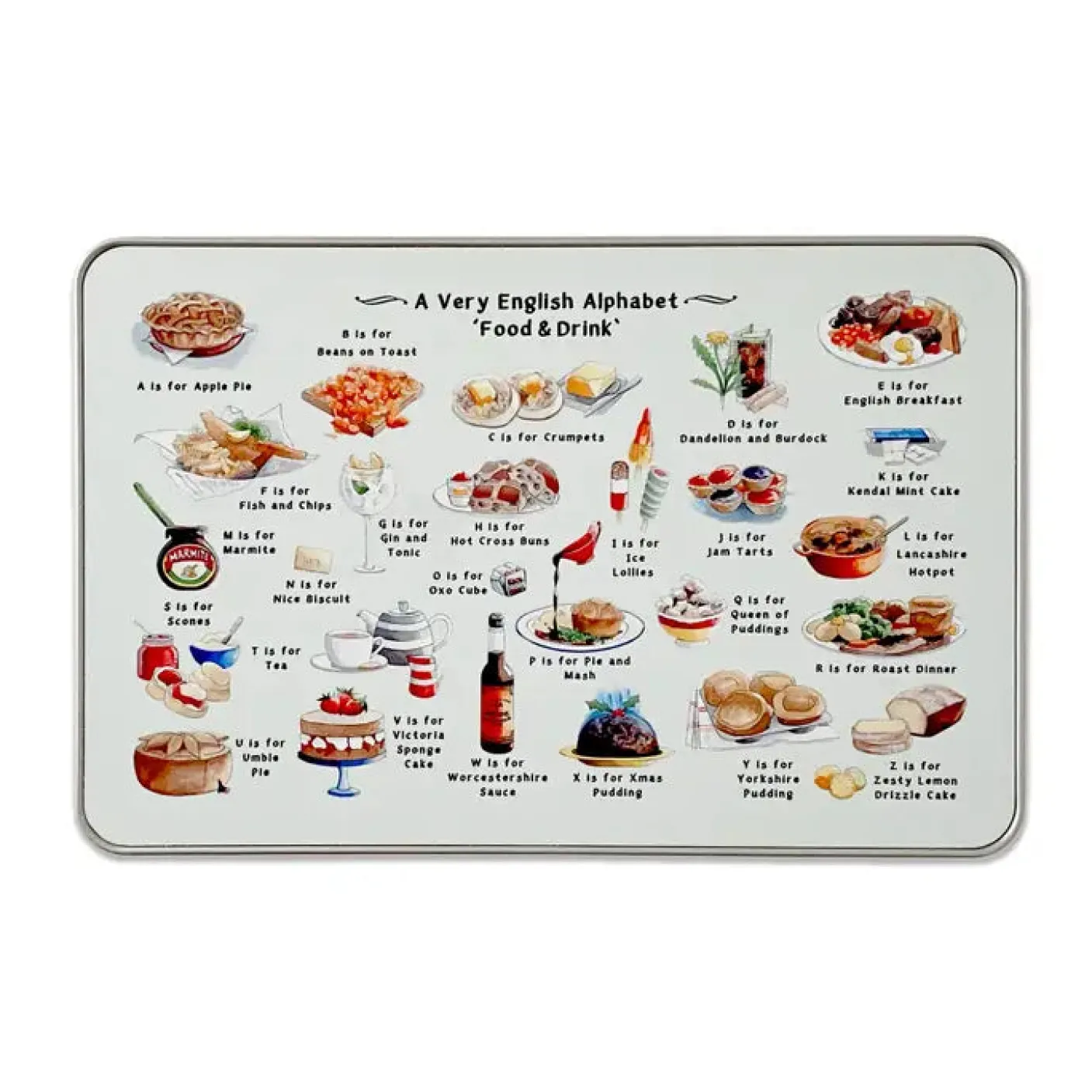 A Very English Alphabet 'Food and Drink' Storage Tin