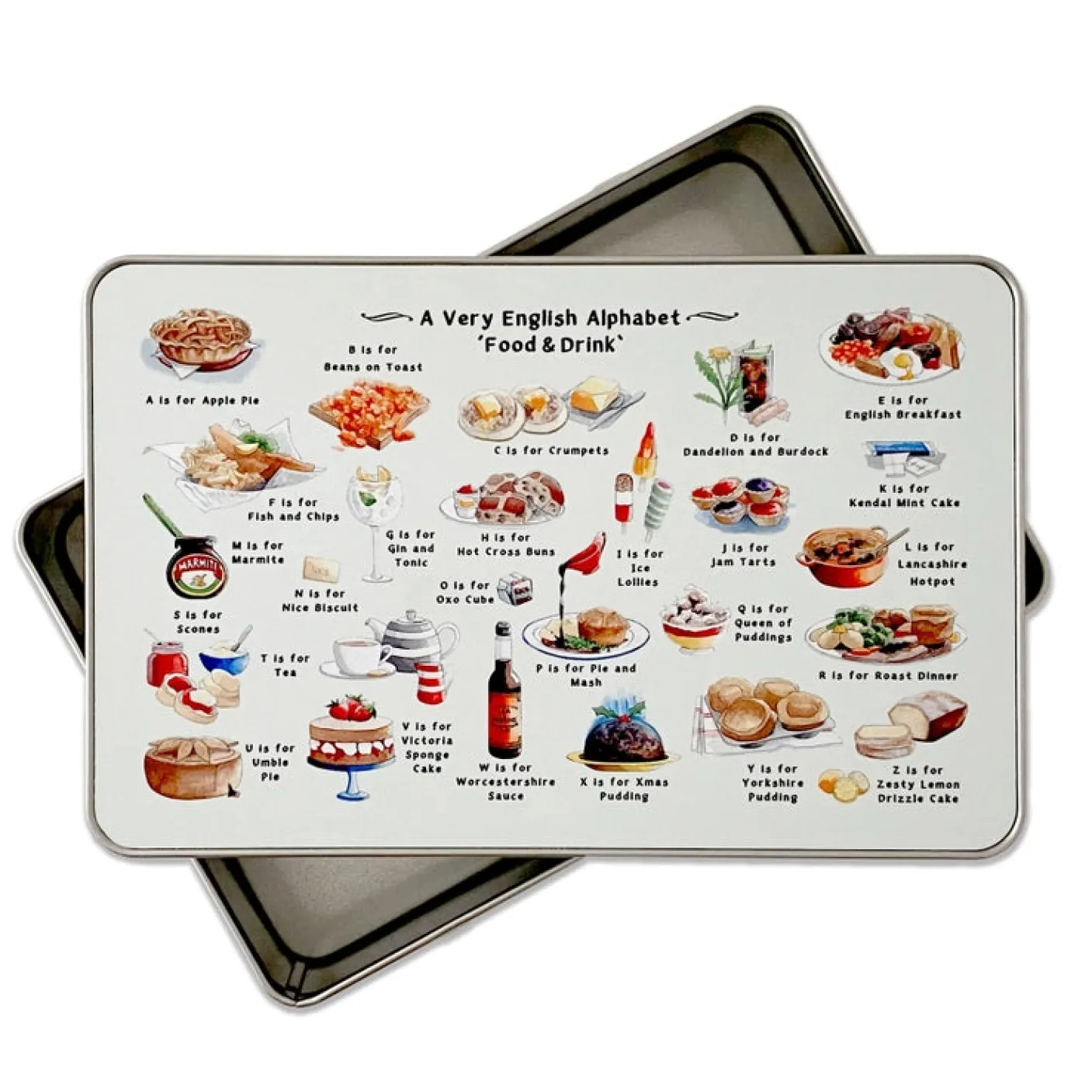A Very English Alphabet 'Food and Drink' Storage Tin