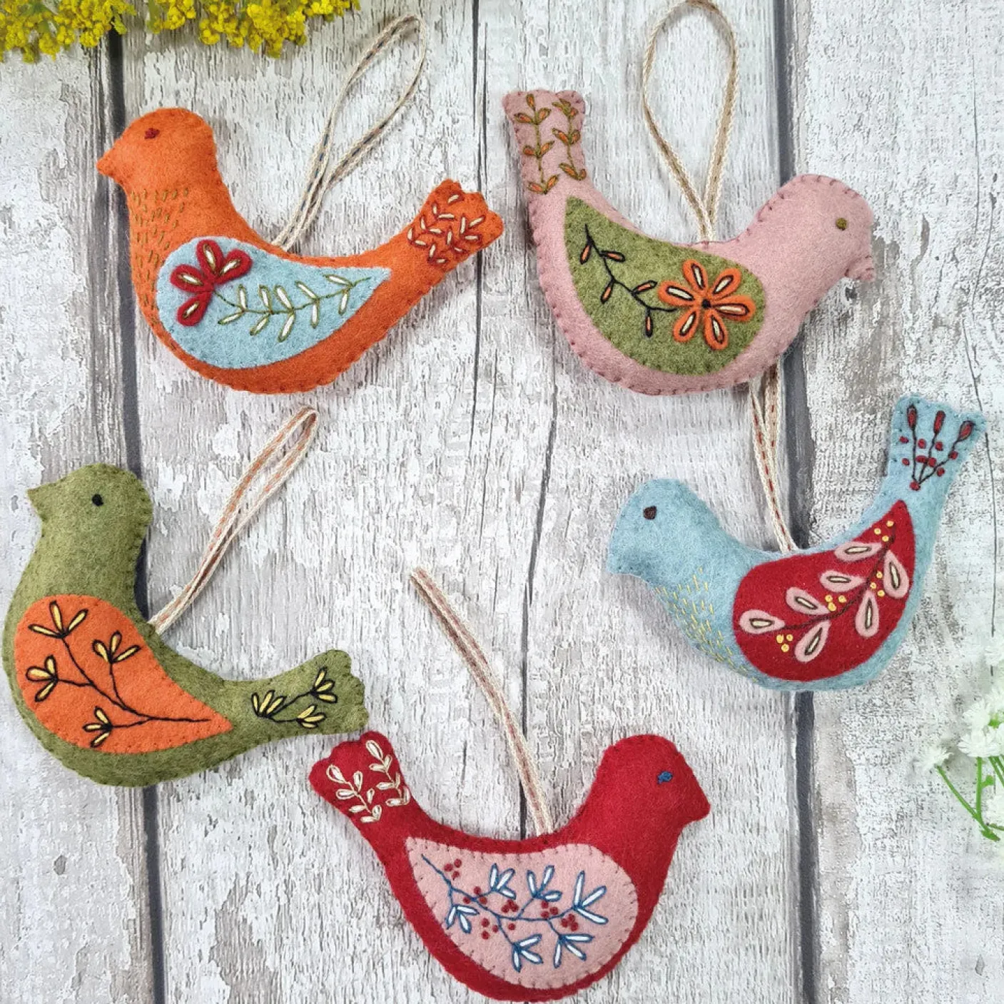 Folk Birds Wool Mix Felt Craft Kit
