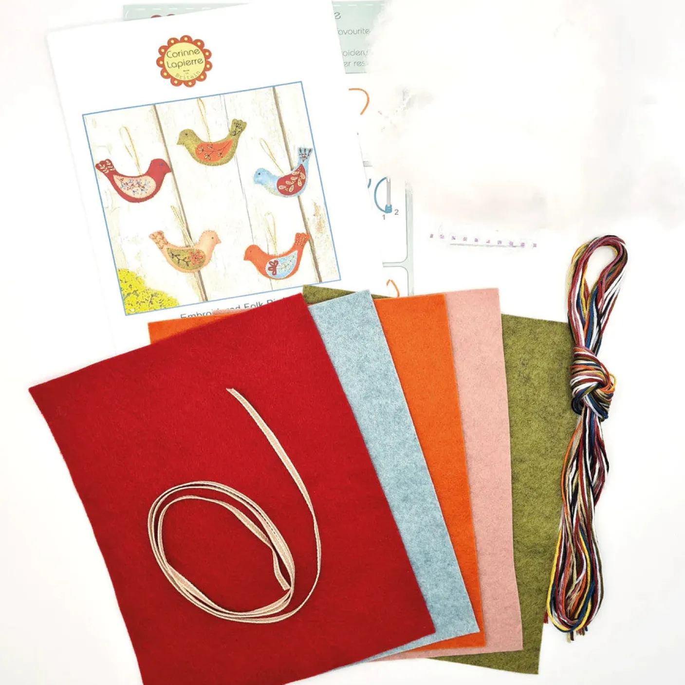 Folk Birds Wool Mix Felt Craft Kit