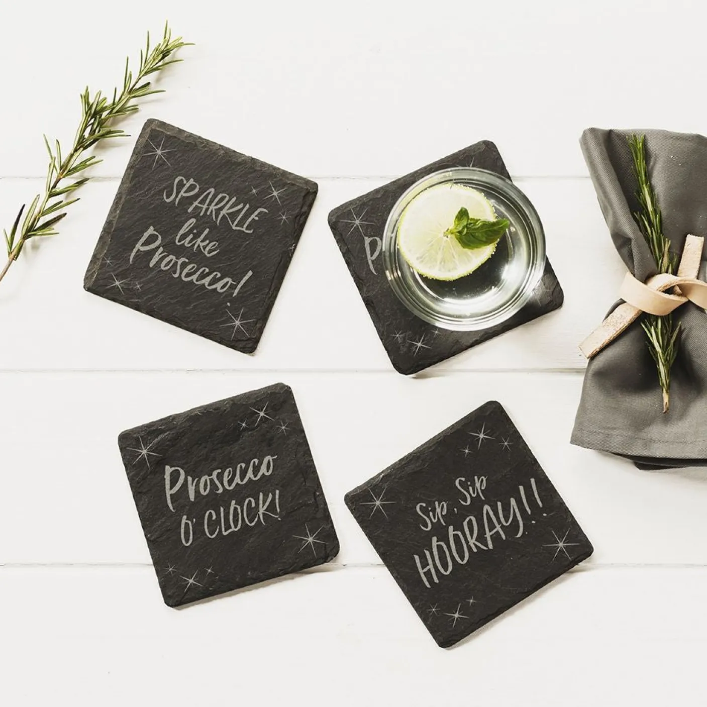 Prosecco Slate Coasters- Set of 4