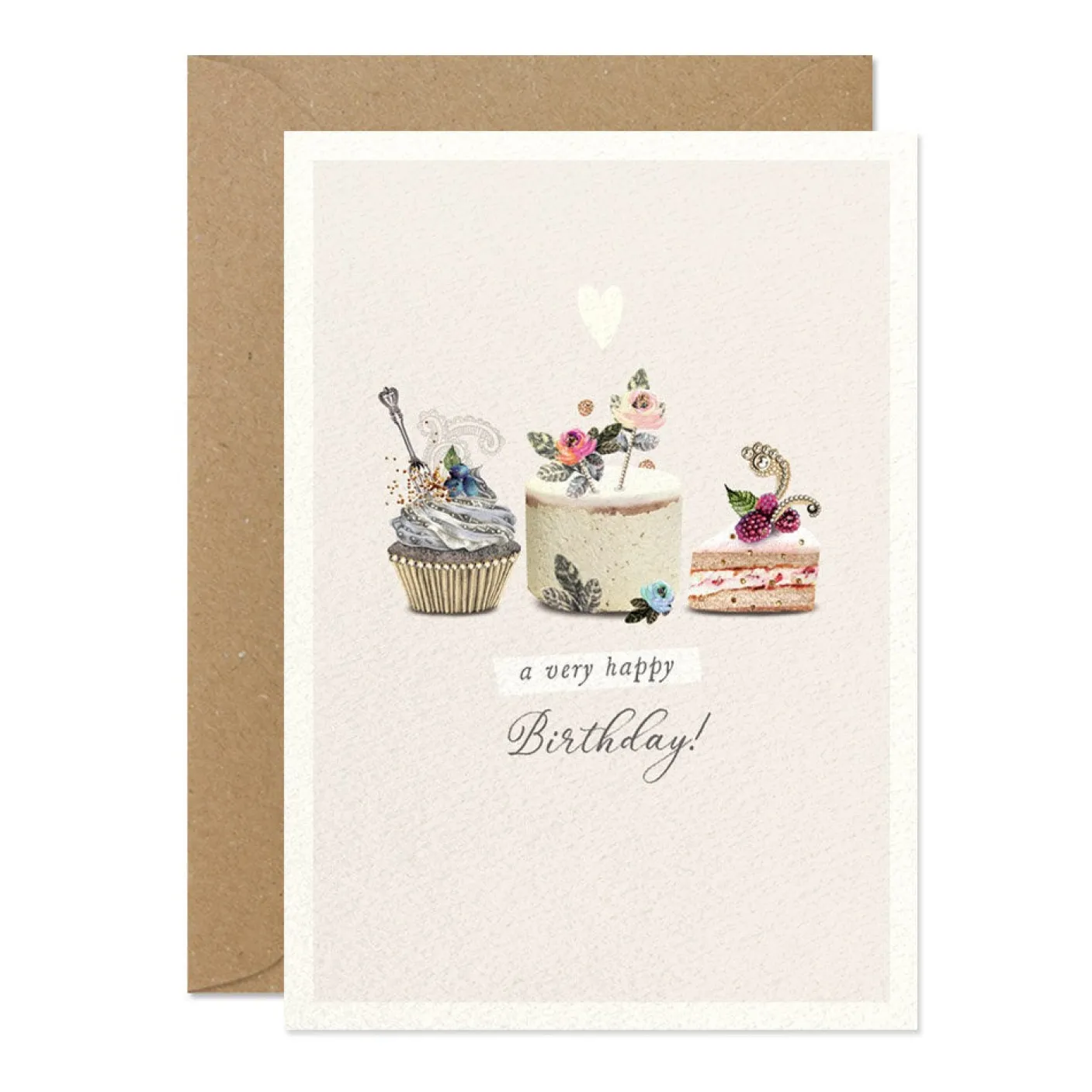 Happy Birthday Three Cakes Greeting Card