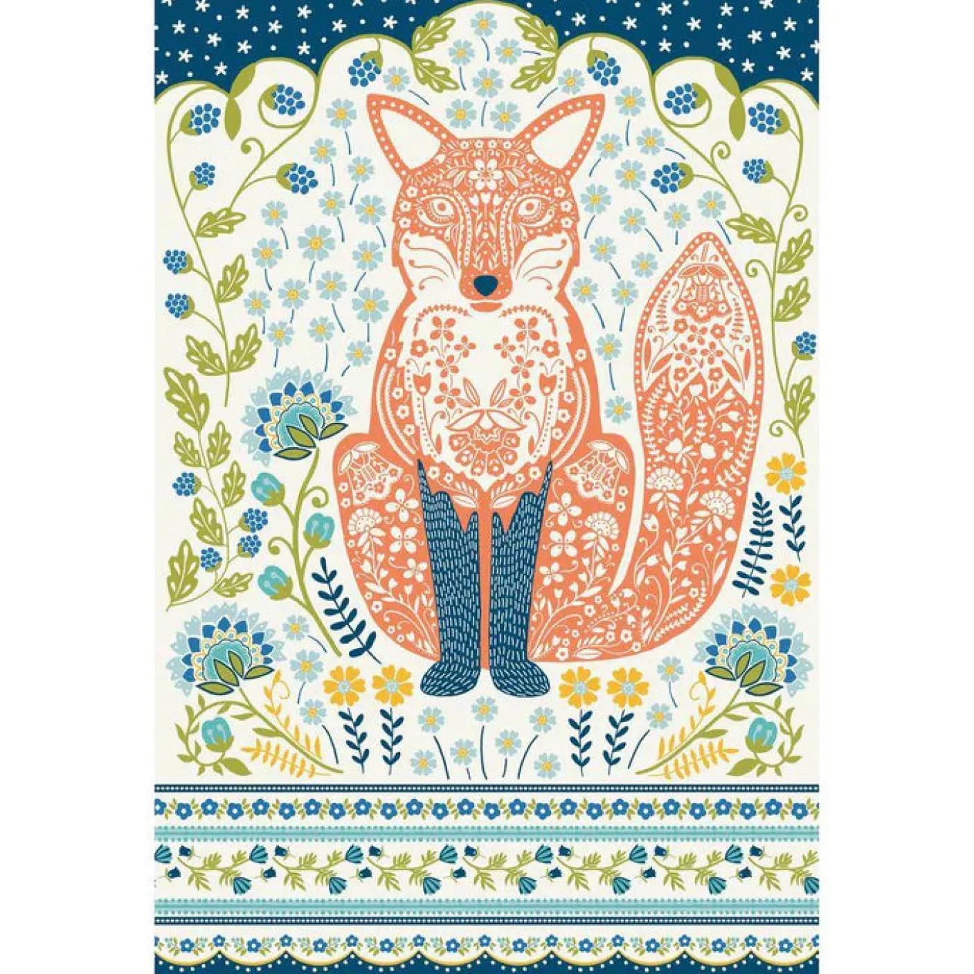 Woodland Fox Cotton Tea Towel