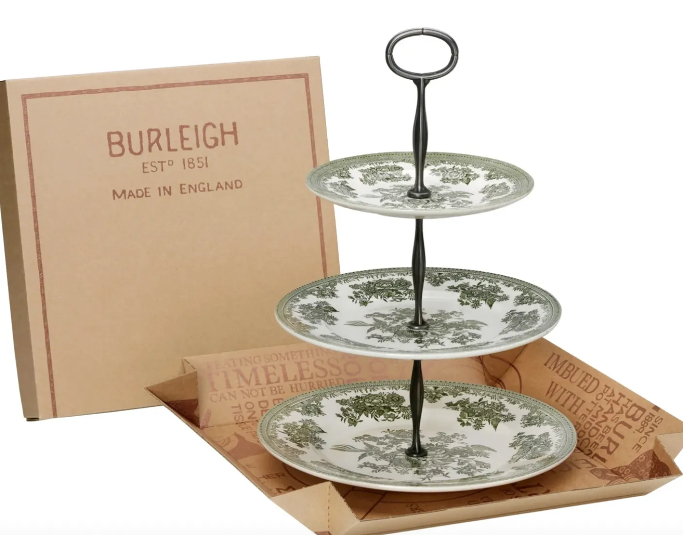 Dark Green Asiatic Pheasants 3 Tier Cake Stand