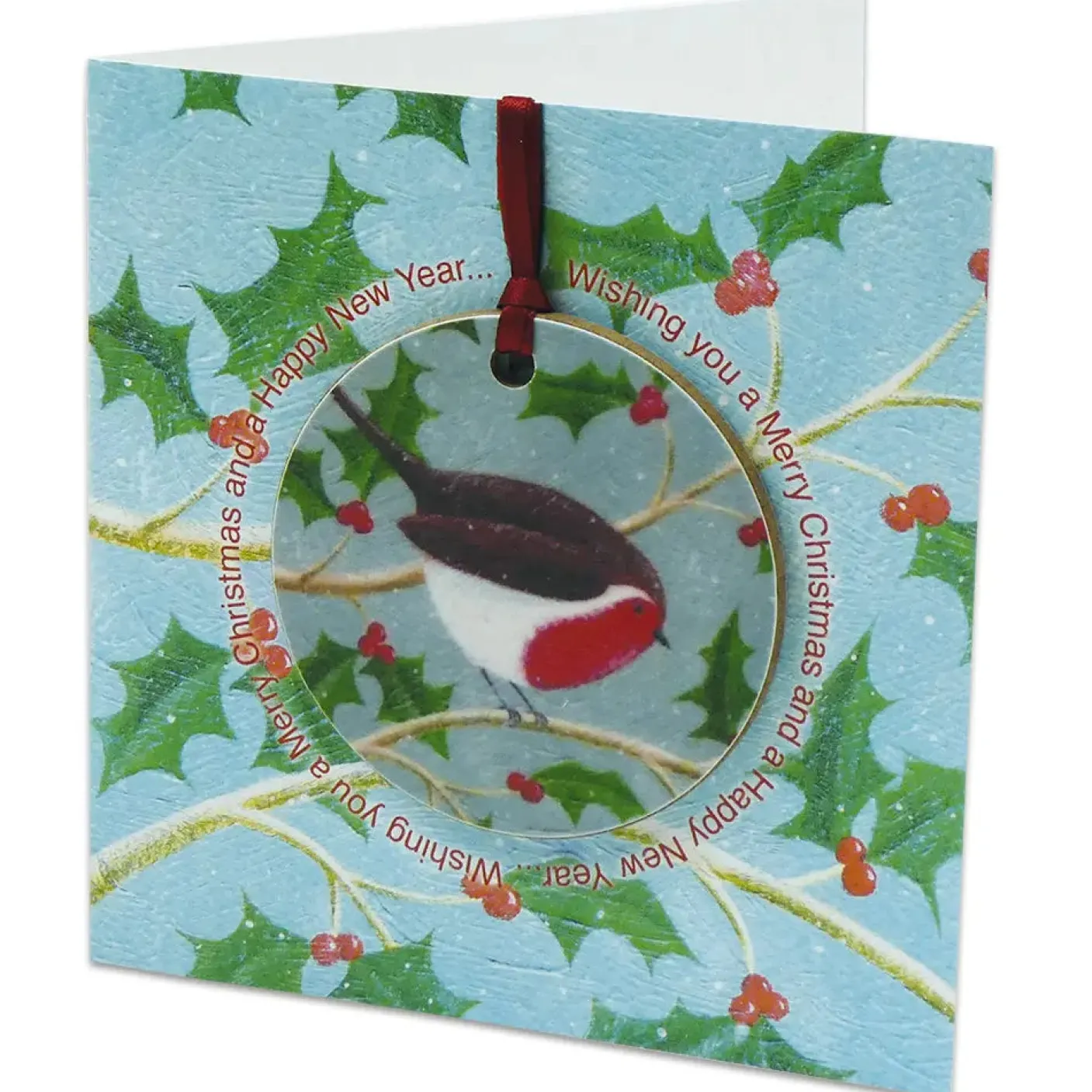 Holly Robin Melamine Bauble Card