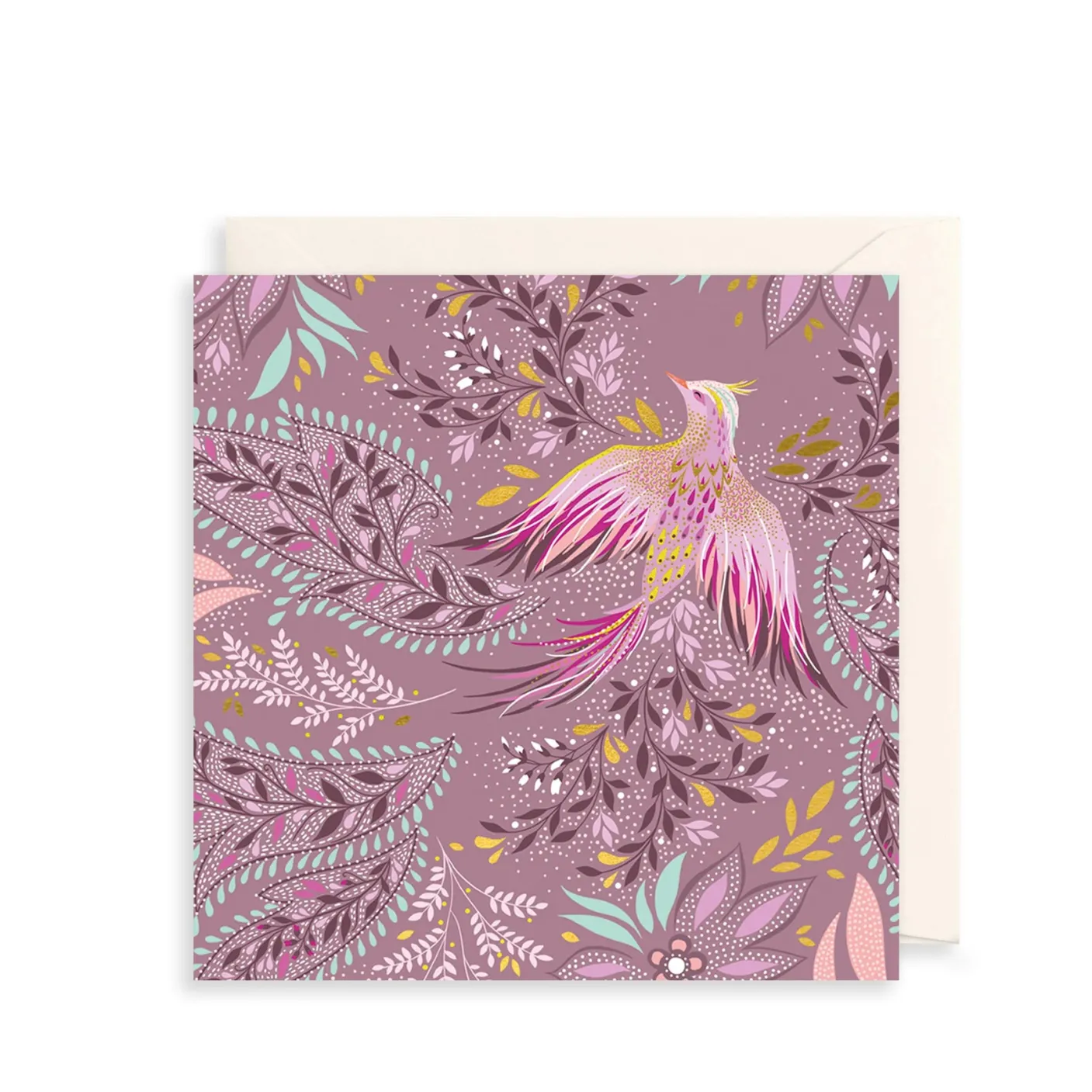 Paisley Floral Bird Greeting Card by Sara Miller