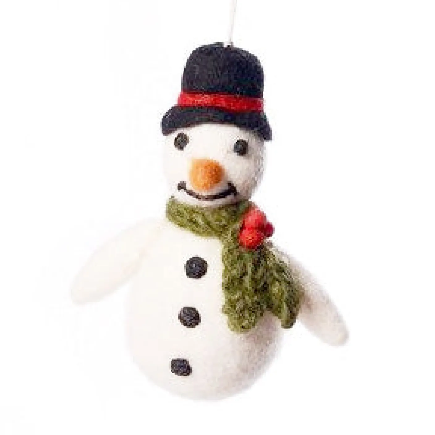 Snowman with Holly Scarf Felt Decoration