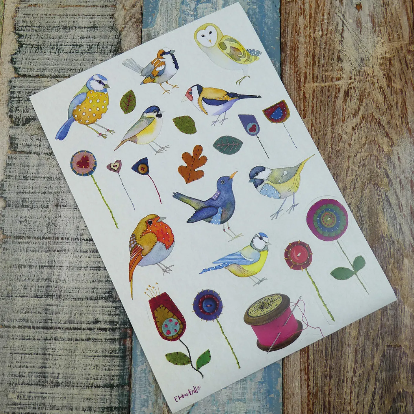 Stitched Birdies Sticker Set