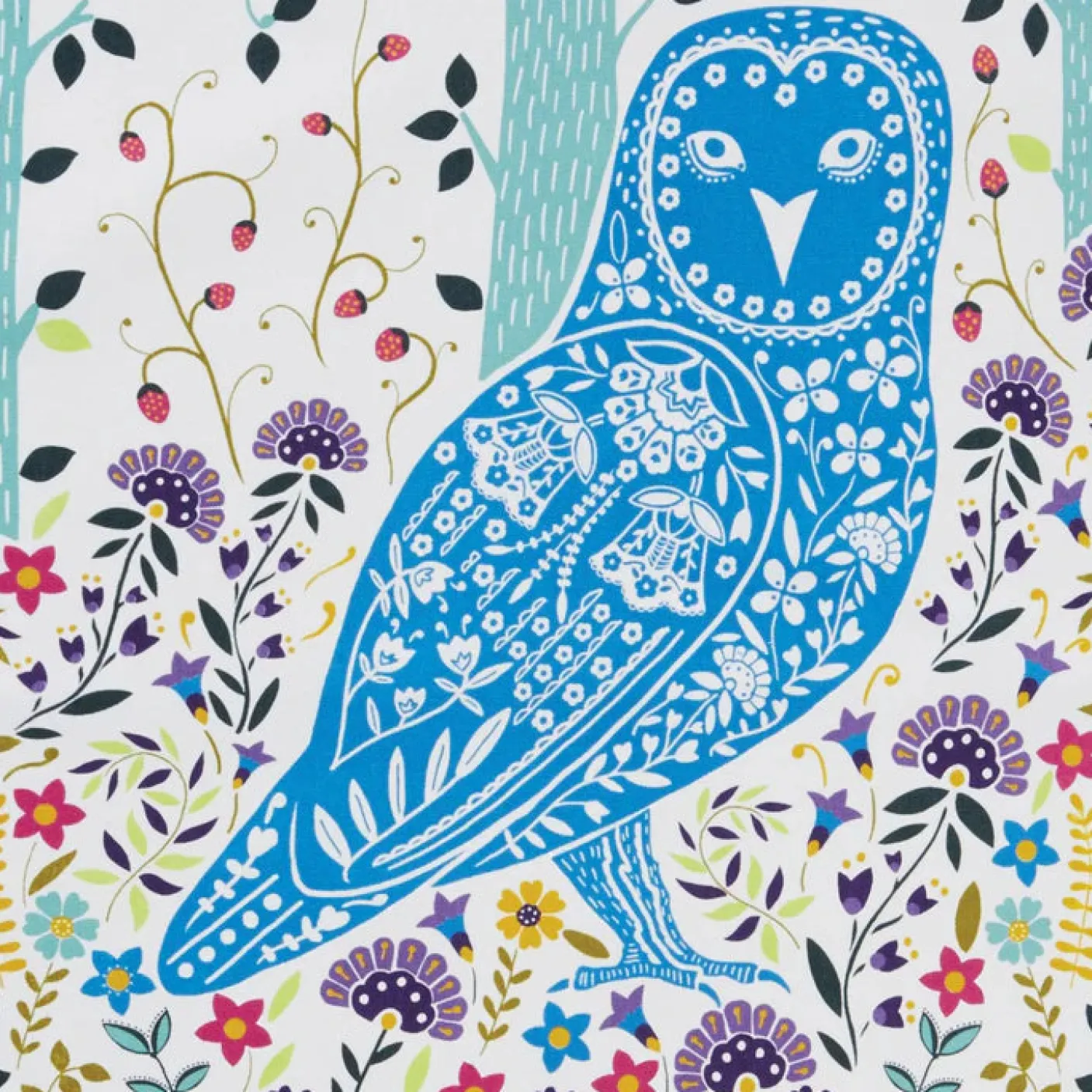 Woodland Owl Cotton Tea Towel