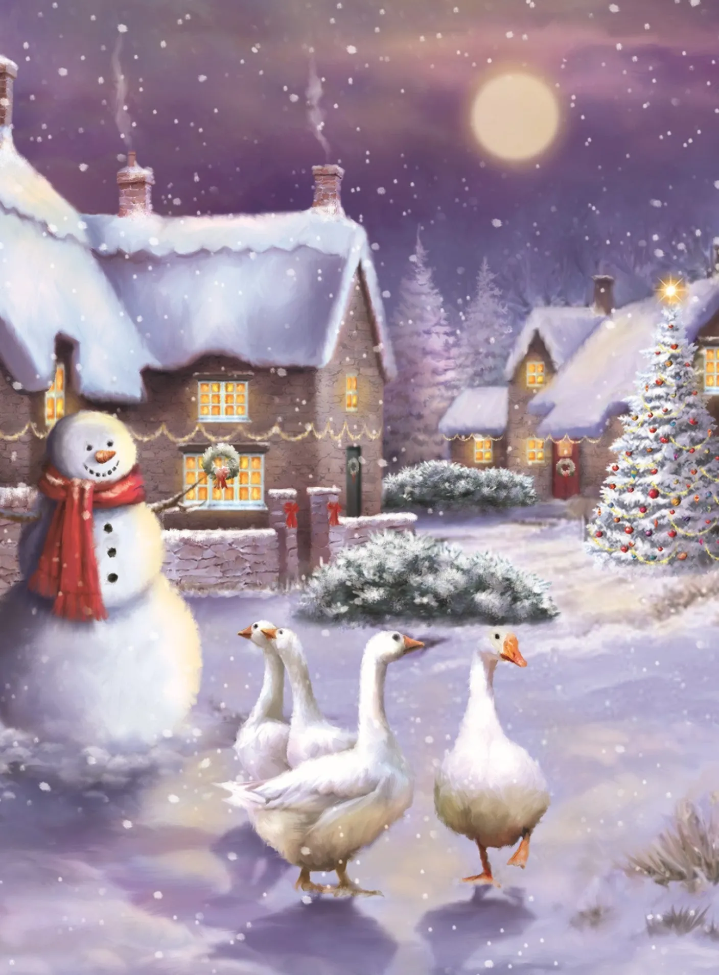Snowy Village Advent Calendar Card