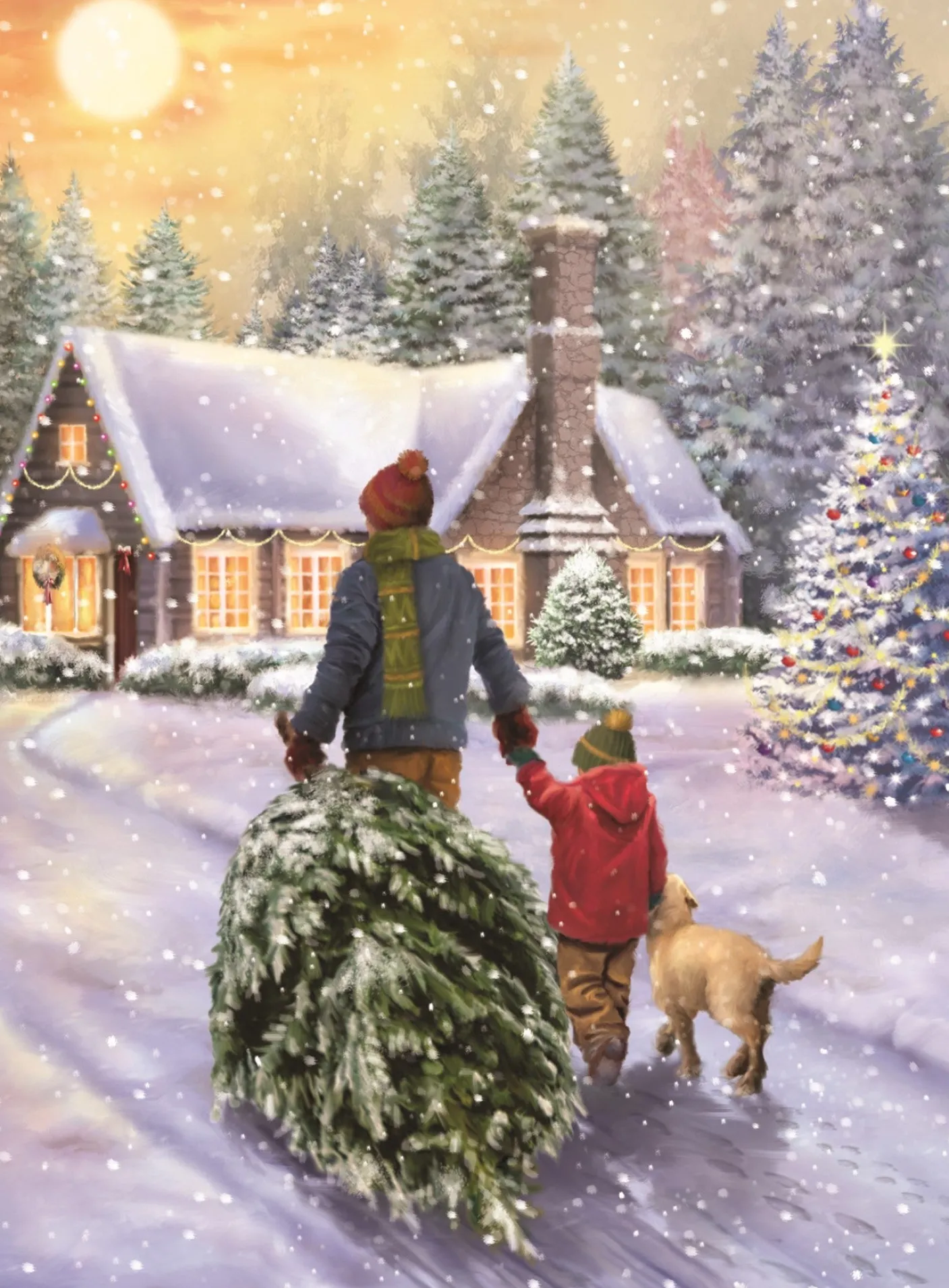 Snowy Village Advent Calendar Card