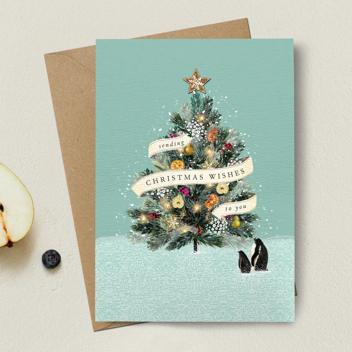 Christmas Tree with Penguins Christmas Card