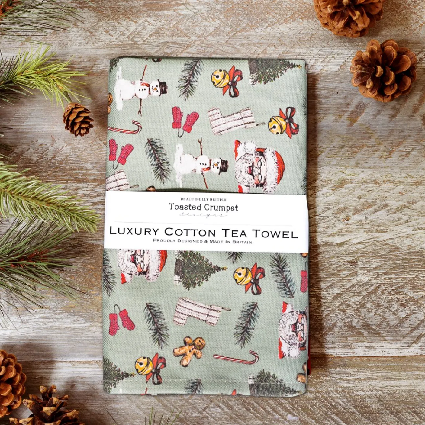 All Things Jolly Sage Green Tea Towel