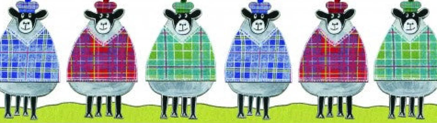 Tartan Sheep Mug by Moorland Pottery