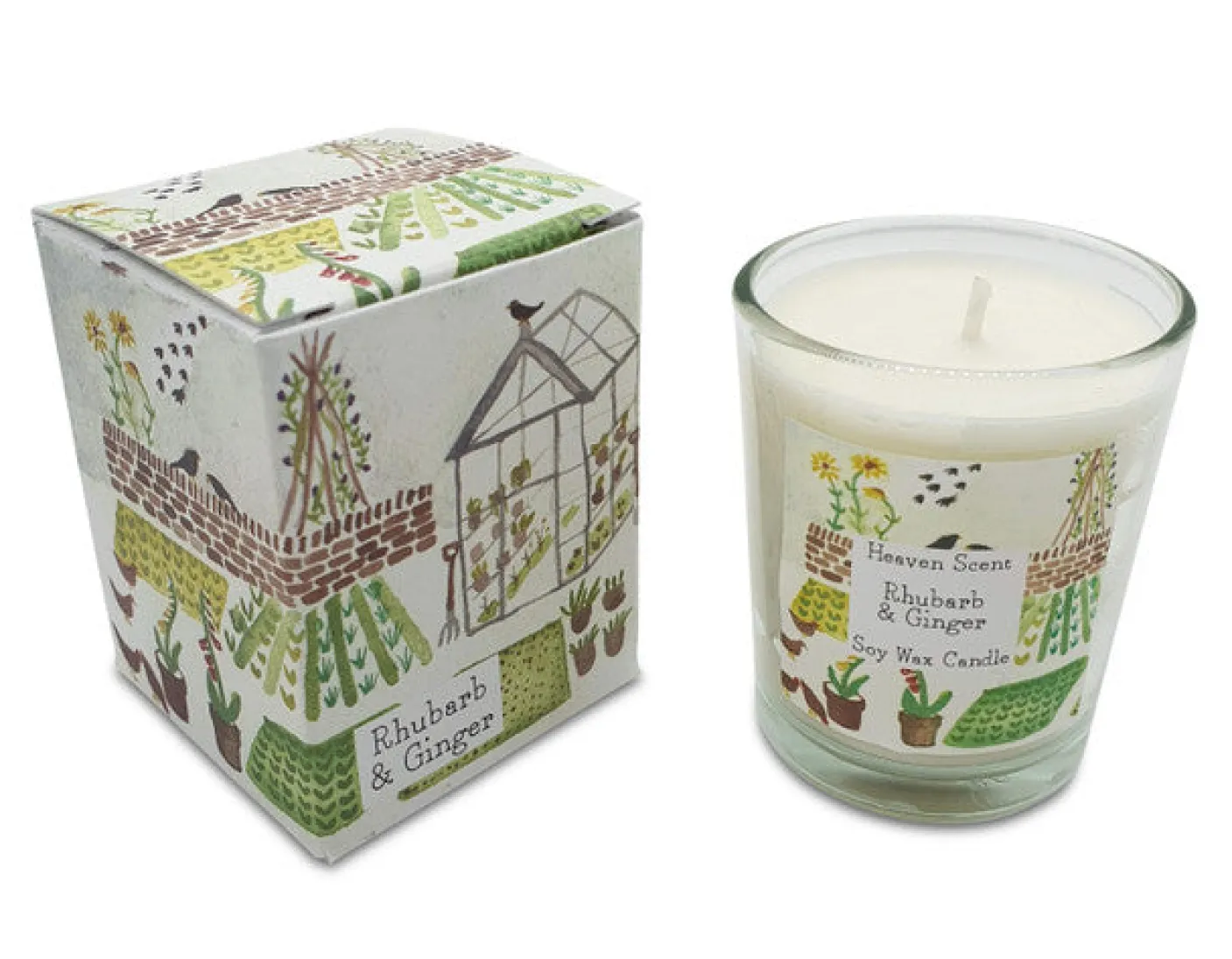 Greenhouse- Rhubarb & Ginger & Ginger Glass Candle
