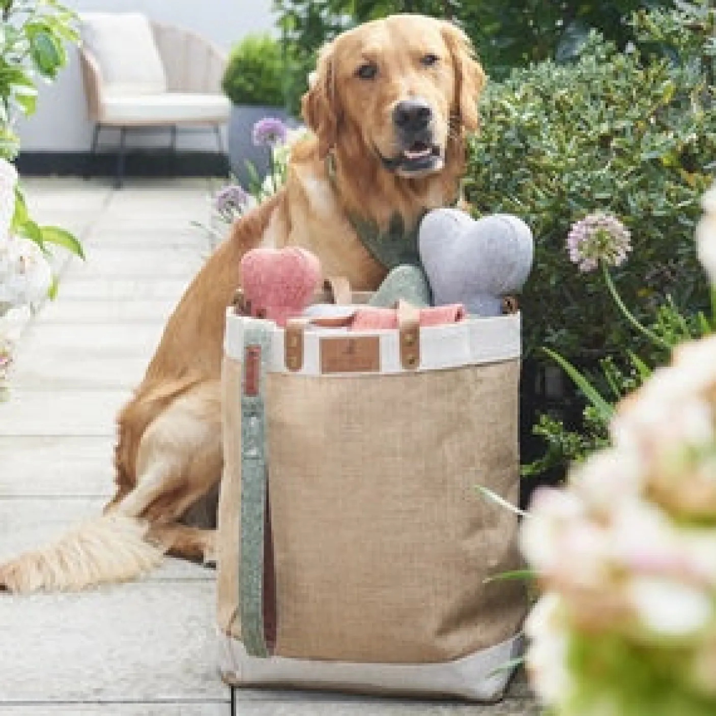 Tweed Dog Bone Shaped Dog Toy - Grey