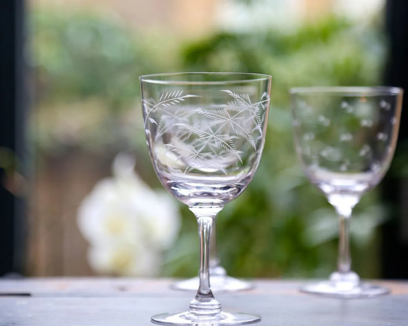 Wine Glass with Fern Design