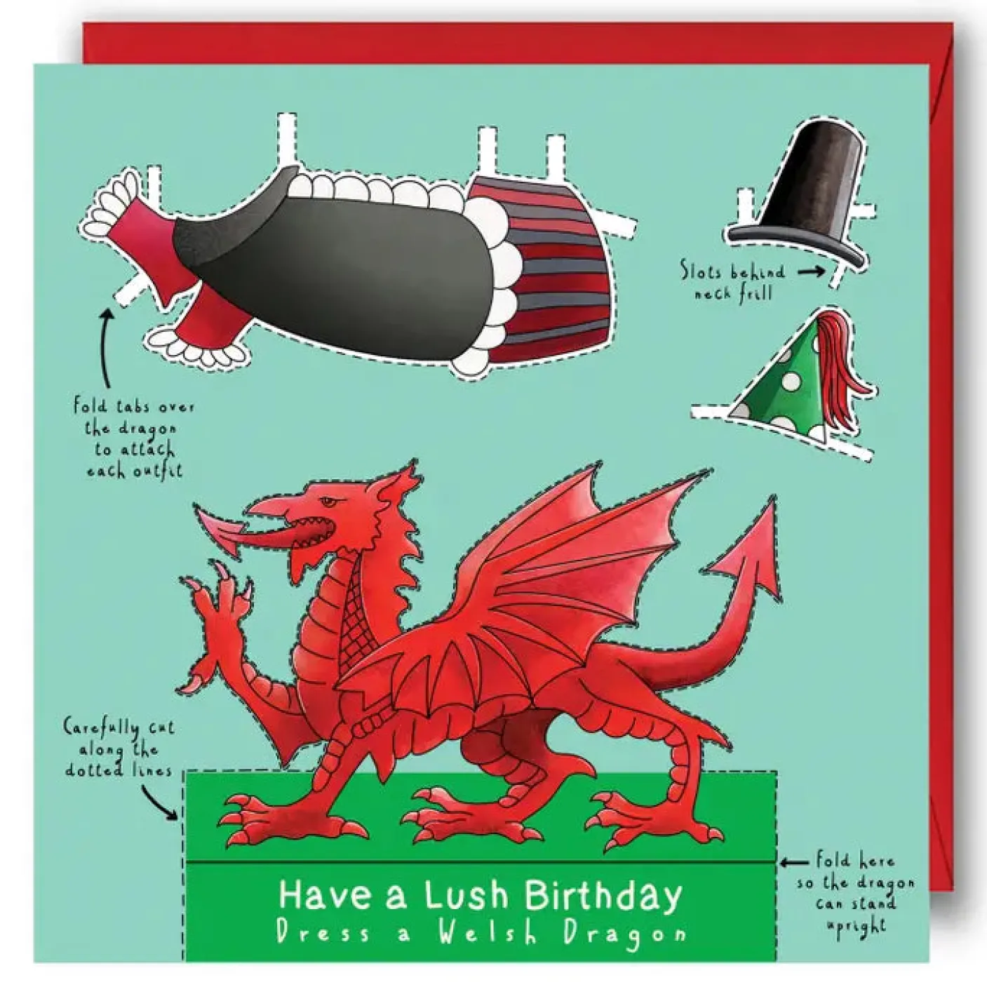 Dress a Welsh Dragon Birthday Card