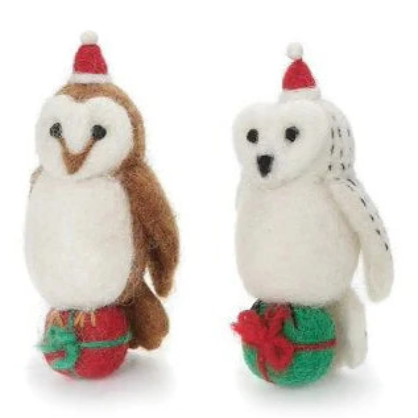 Owl with a Present Felt Decoration