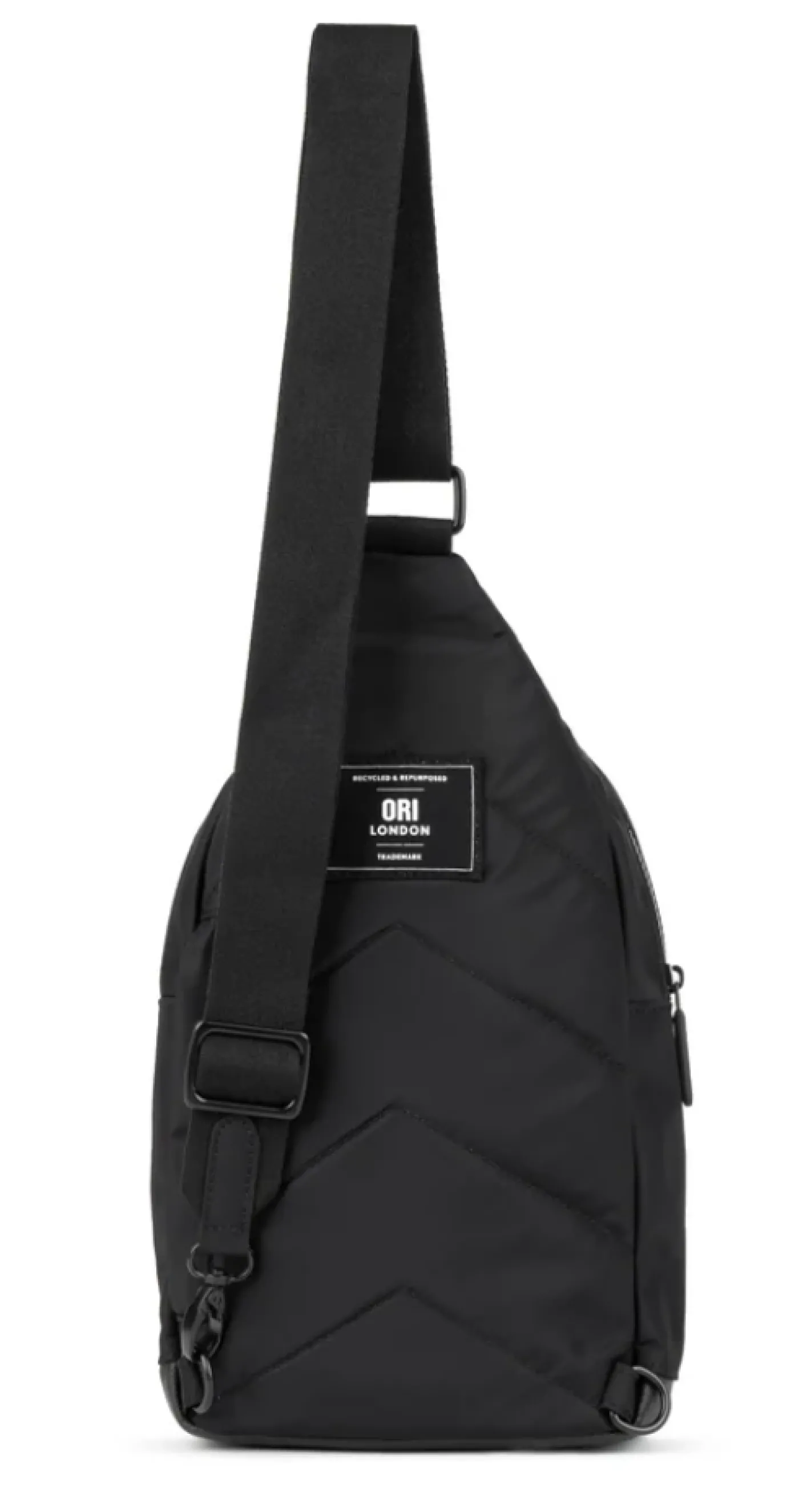 Willesdon B All Black Recycled Nylon Crossbody Bag- Large